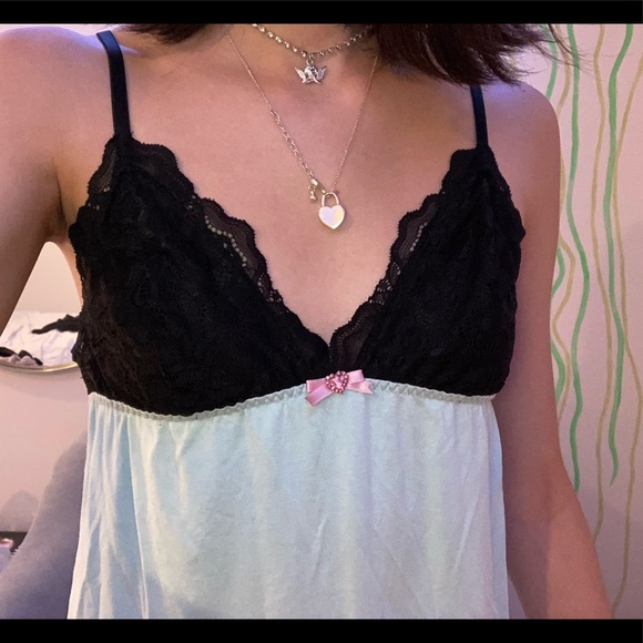 BETSEY JOHNSON MINT GREEN LACY LINGERIE TOP - Picture 1 of 4
